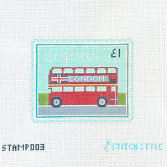 Stitch Style London Double Decker Bus Stamp Needlepoint Canvas