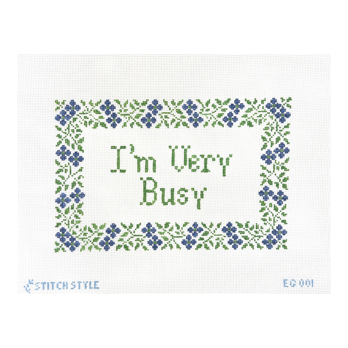 Stitch Style Eleven Gables I've Very Busy Needlepoint Canvas