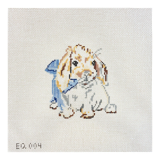 Stitch Style Emily Quigley Bunny with Blue Bow Needlepoint Canvas