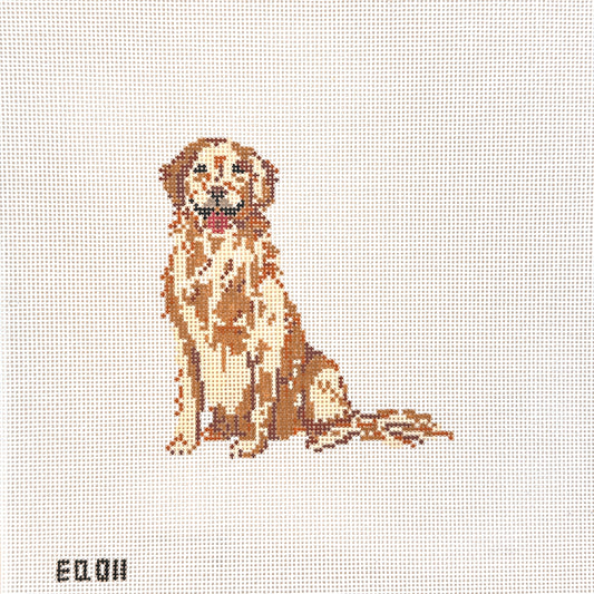 Stitch Style Emily Quigley Ink Golden Retriever Needlepoint Canvas