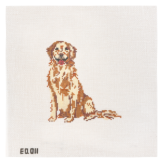 Stitch Style Emily Quigley Ink Golden Retriever Needlepoint Canvas
