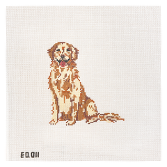 Stitch Style Emily Quigley Ink Golden Retriever Needlepoint Canvas