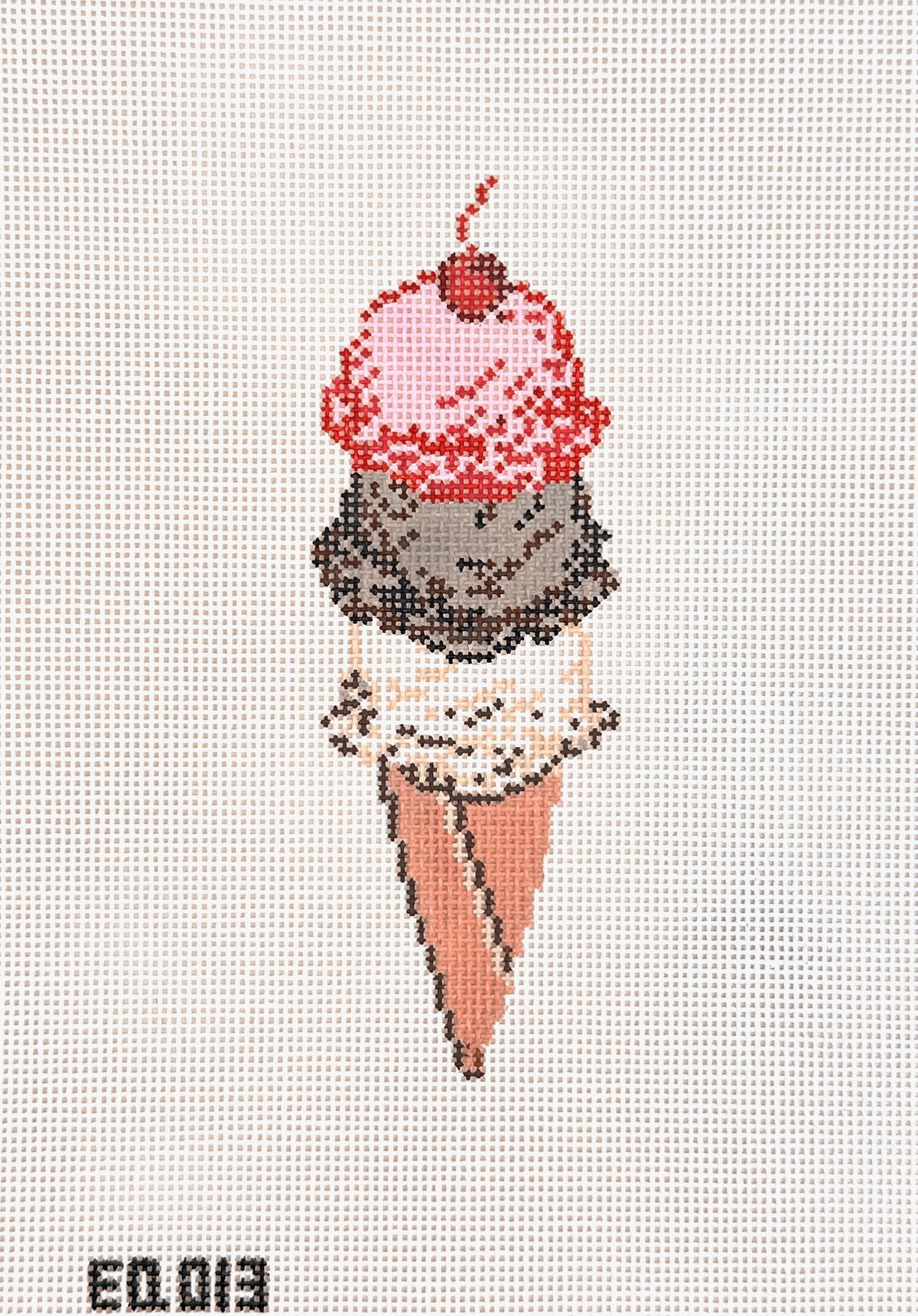 Stitch Style Emily Quigley Ink Ice Cream Cone Needlepoint Canvas