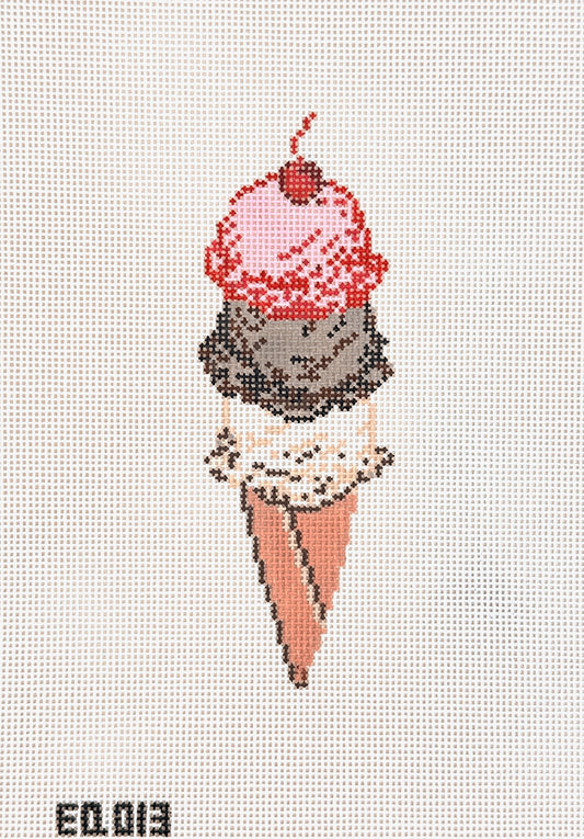 Stitch Style Emily Quigley Ink Ice Cream Cone Needlepoint Canvas