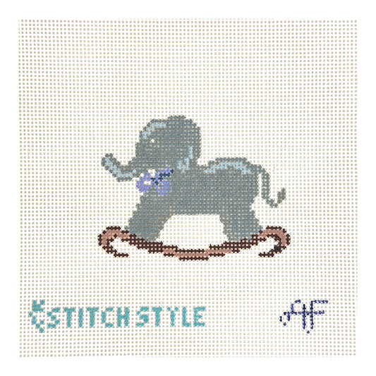 Stitch Style Anne Fisher Gray Elephant Rocker Needlepoint Canvas