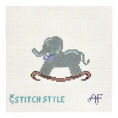 Stitch Style Gray Elephant Rocker Needlepoint Canvas