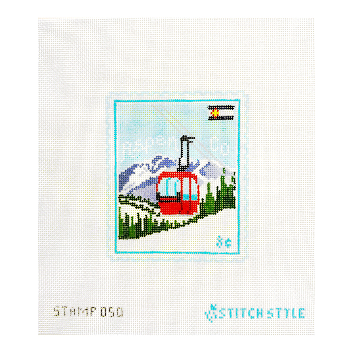 Stitch Style Jinny McAuliffe Aspen Travel Stamp Needlepoint Canvas