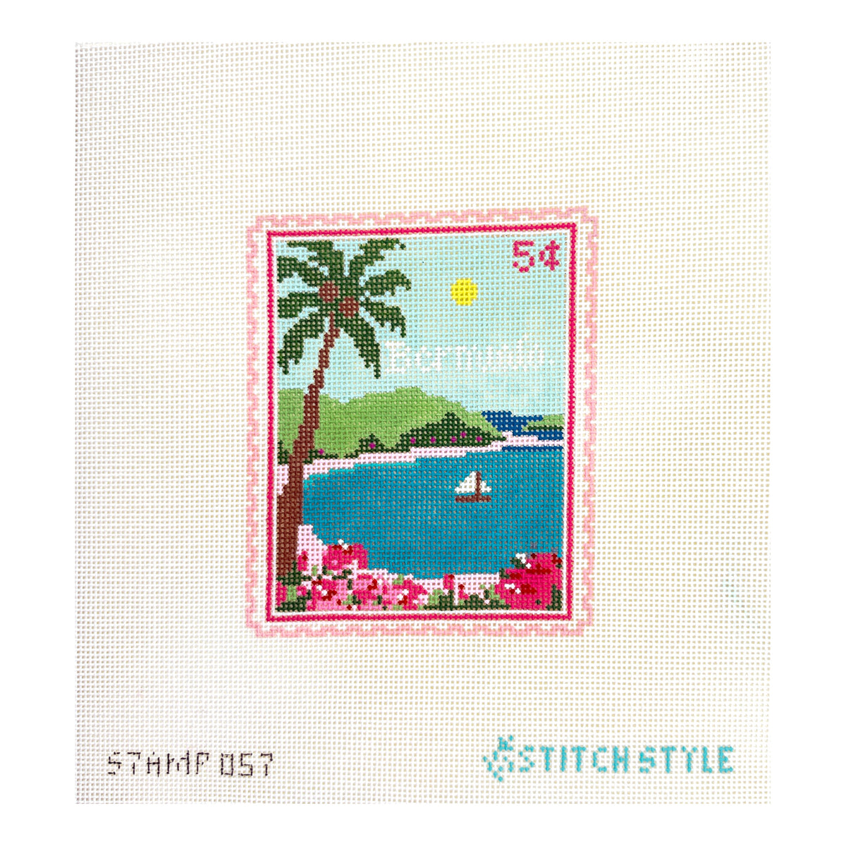 Stitch Style Jinny McAuliffe Bermuda Travel Stamp Needlepoint Canvas