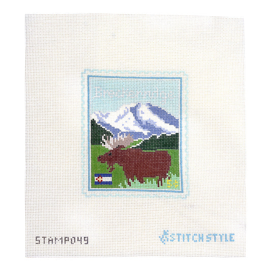Stitch Style Jinny McAuliffe Breckenridge Travel Stamp Needlepoint Canvas