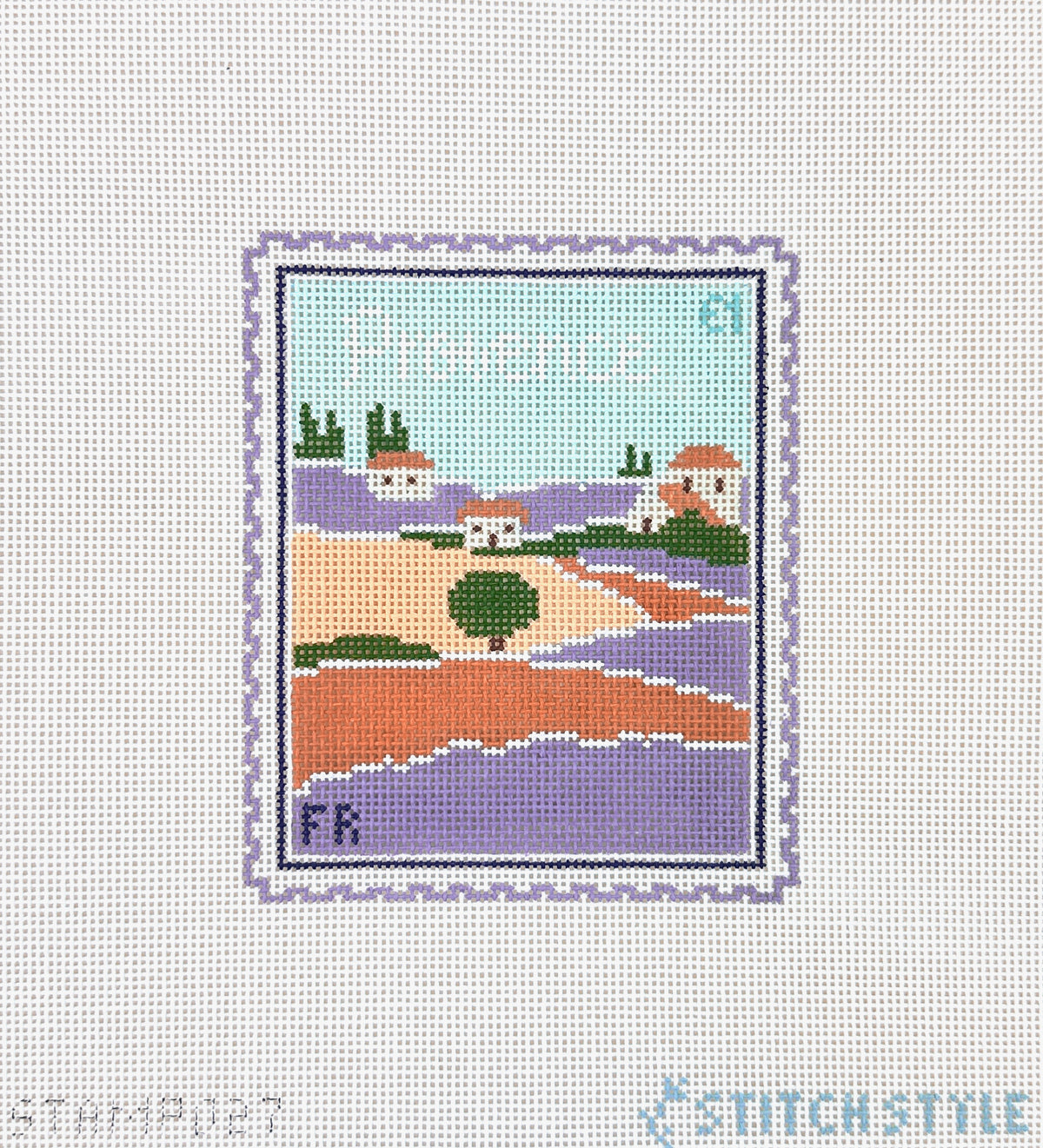 Stitch Style Jinny McAuliffe Provence Travel Stamp Needlepoint Canvas - 18M