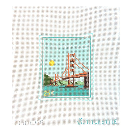 Stitch Style Jinny McAuliffe San Francisco Travel Stamp Needlepoint Canvas