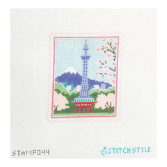 Stitch Style Jinny McAuliffe Tokyo Travel Stamp Needlepoint Canvas