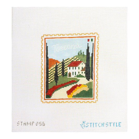 Stitch Style Jinny McAuliffe Tuscany Travel Stamp Needlepoint Canvas