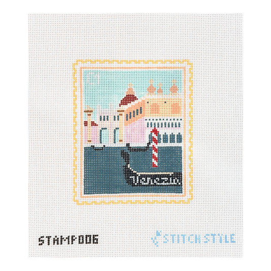 Stitch Style Jinny McAuliffe Venetian Gondola Travel Stamp Needlepoint Canvas