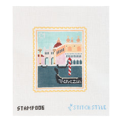 Stitch Style Jinny McAuliffe Venetian Gondola Travel Stamp Needlepoint Canvas