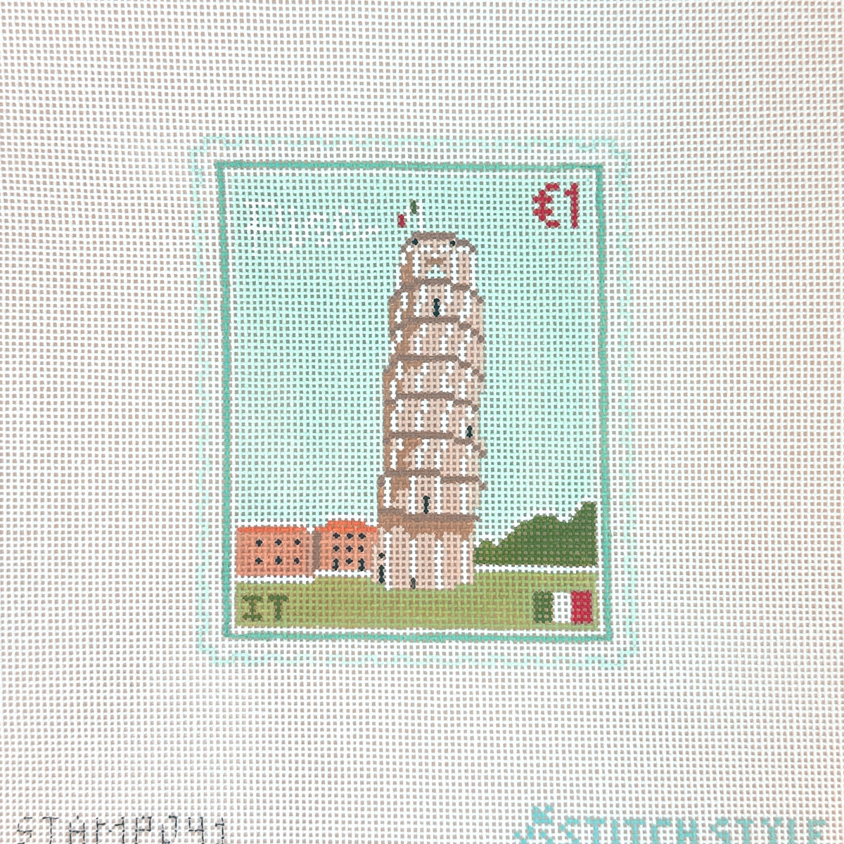 Stitch Style Pisa Travel Stamp Needlepoint Canvas