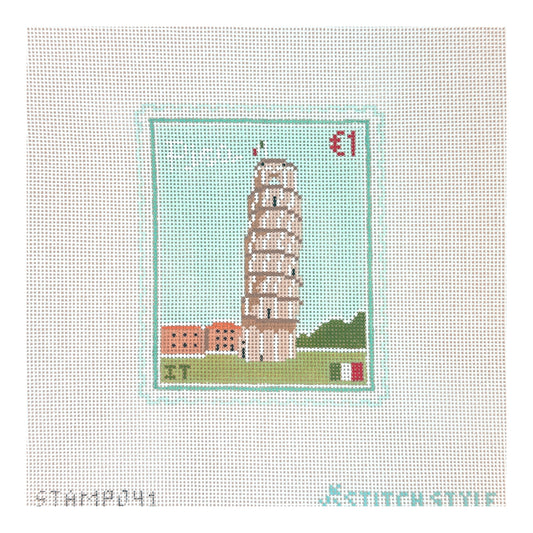 Stitch Style Pisa Travel Stamp Needlepoint Canvas