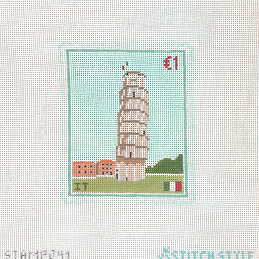Stitch Style Pisa Travel Stamp Needlepoint Canvas