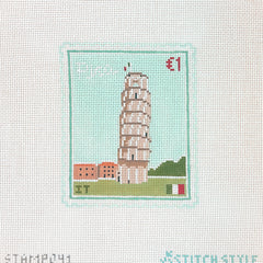 Stitch Style Pisa Travel Stamp Needlepoint Canvas