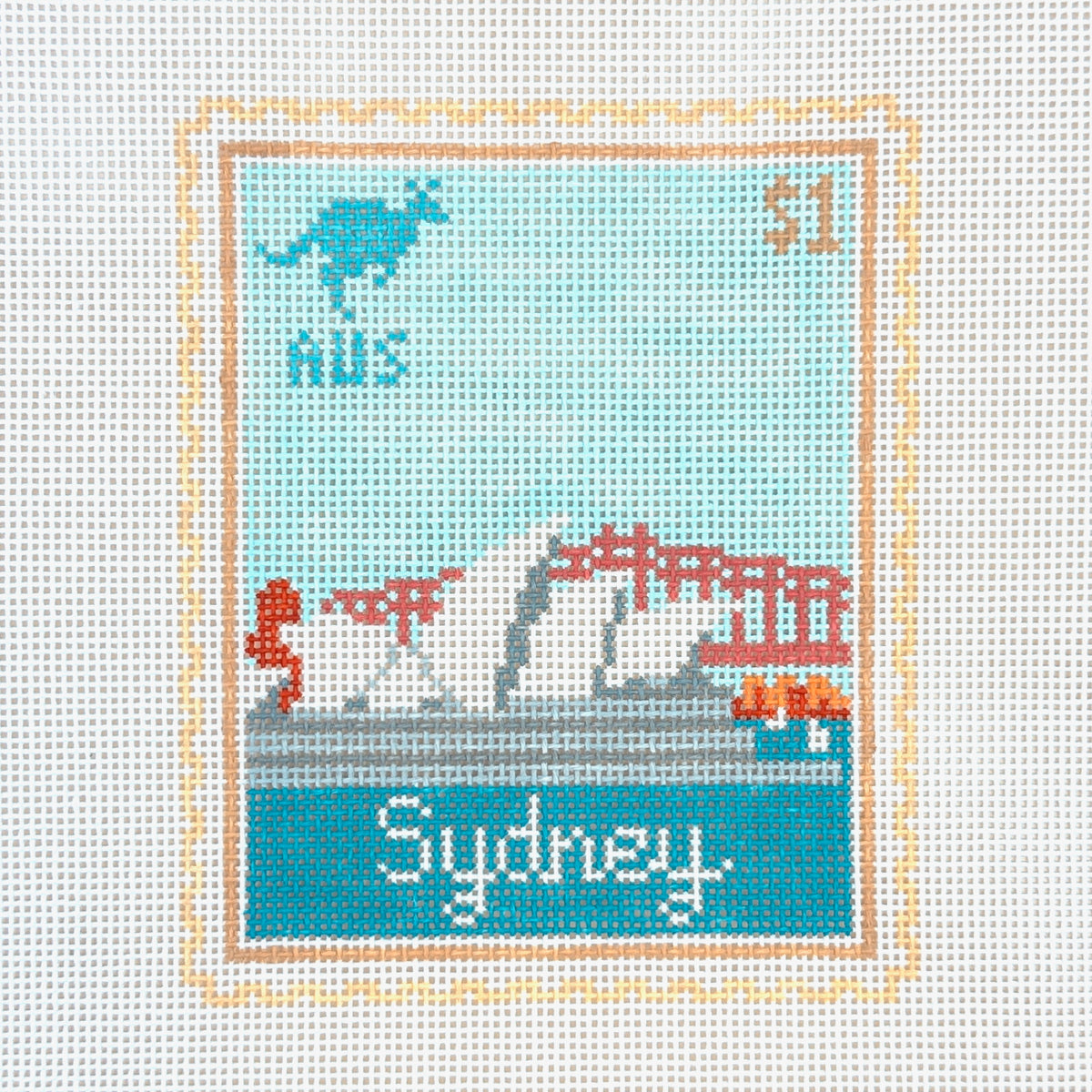 Stitch Style Sydney Travel Stamp Needlepoint Canvas