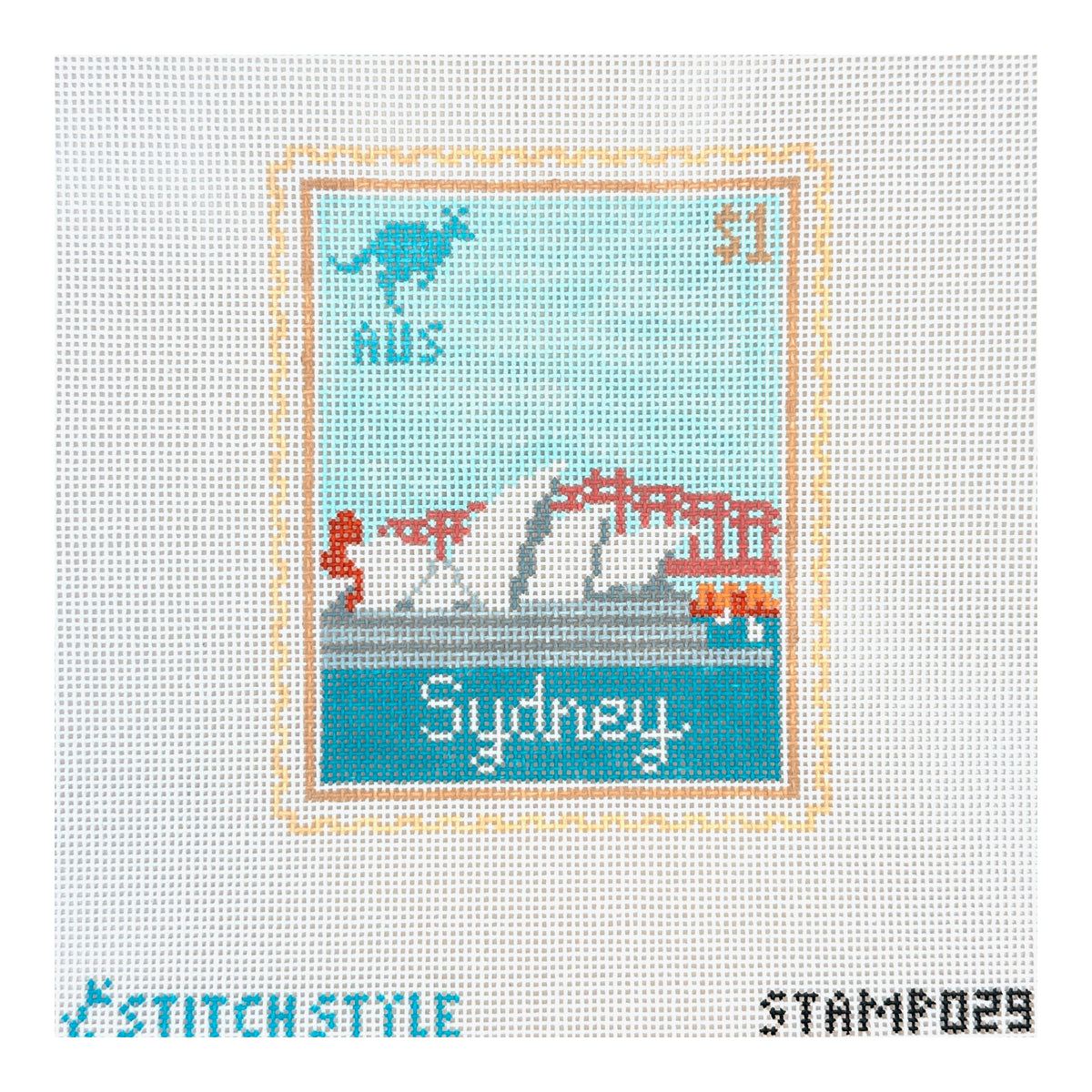 Stitch Style Jinny McAuliffe Sydney Travel Stamp Needlepoint Canvas