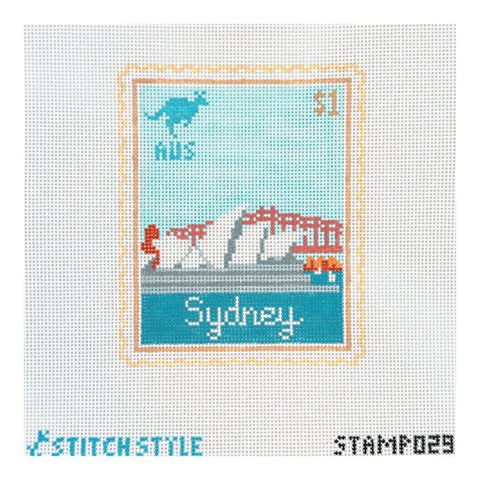 Stitch Style Jinny McAuliffe Sydney Travel Stamp Needlepoint Canvas