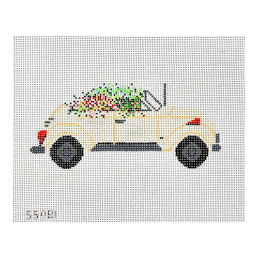 Stitch Style Jinny McAuliffe Volkswagen with Flowers Needlepoint Canvas
