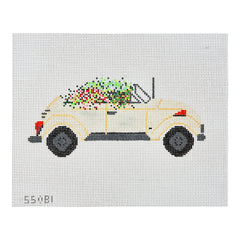 Stitch Style Jinny McAuliffe Volkswagen with Flowers Needlepoint Canvas