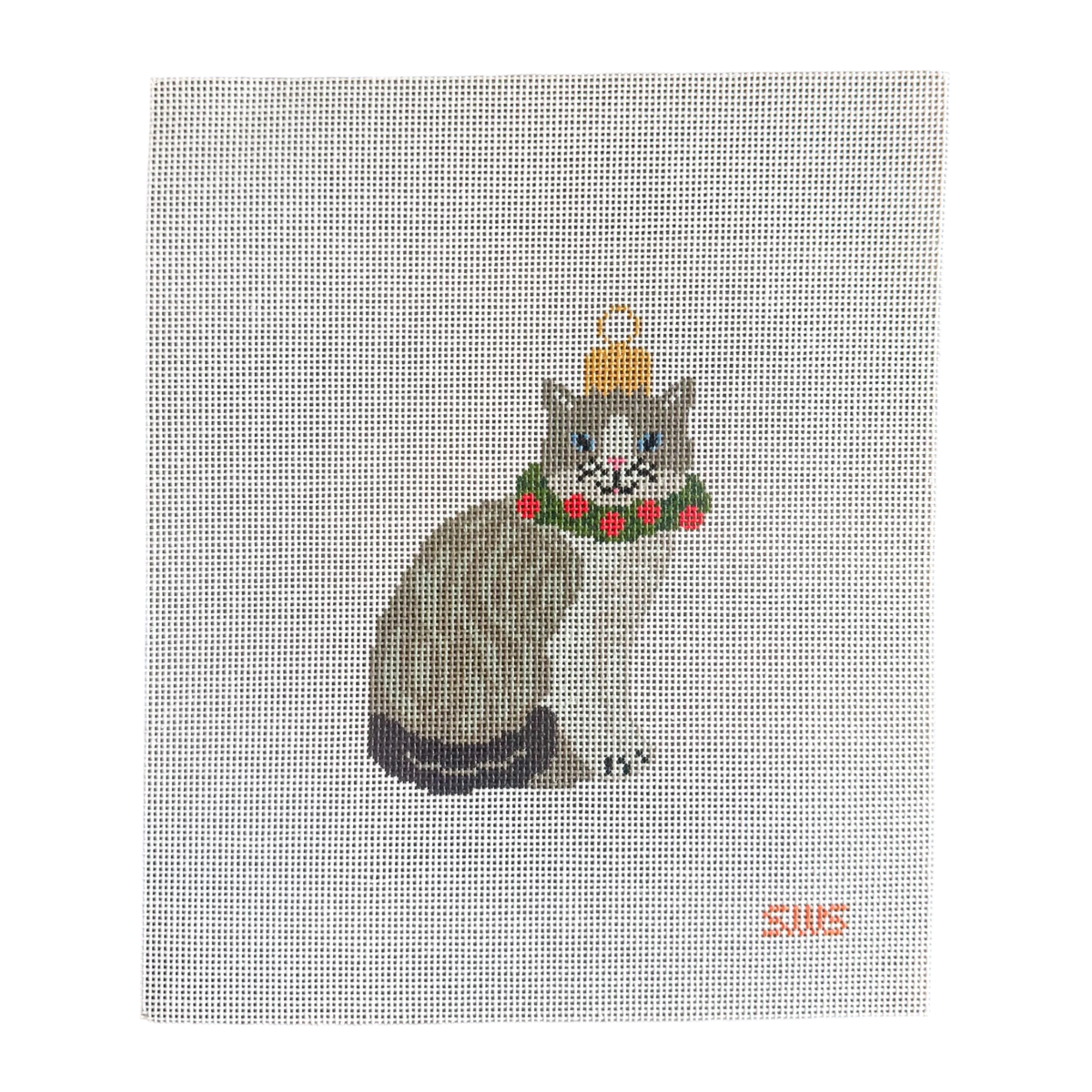 Stitching with Stacey Cat Ornament Needlepoint Canvas