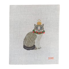 Stitching with Stacey Cat Ornament Needlepoint Canvas