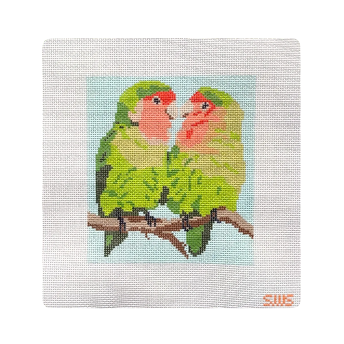 Stitching with Stacey Lovebirds Needlepoint Canvas