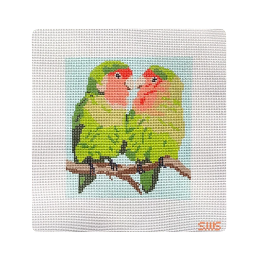 Stitching with Stacey Lovebirds Needlepoint Canvas