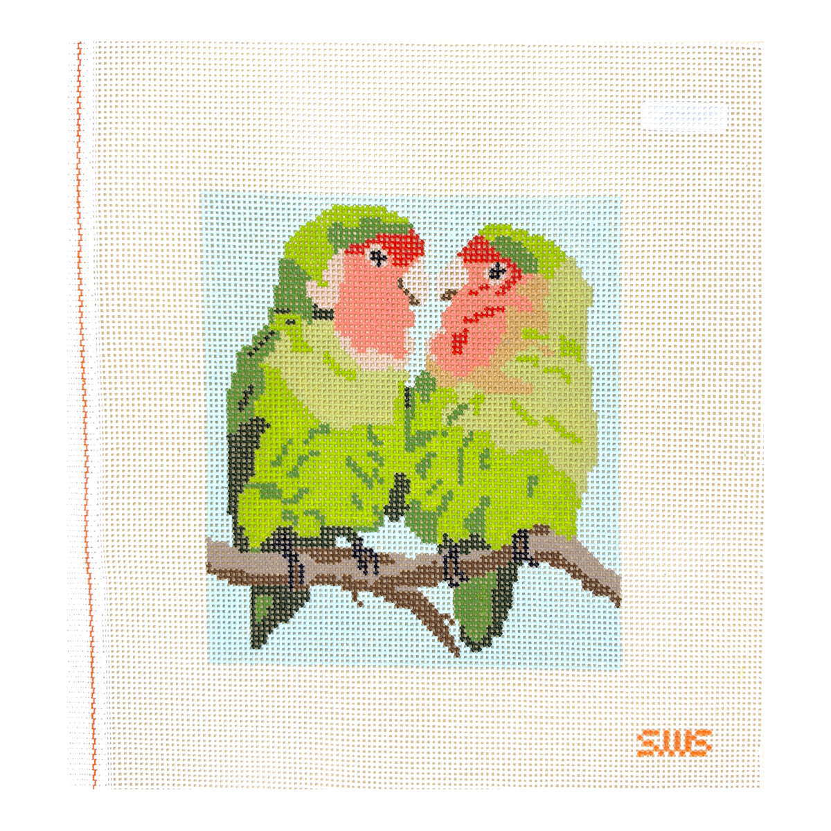 Stitching with Stacey Lovebirds Needlepoint Canvas