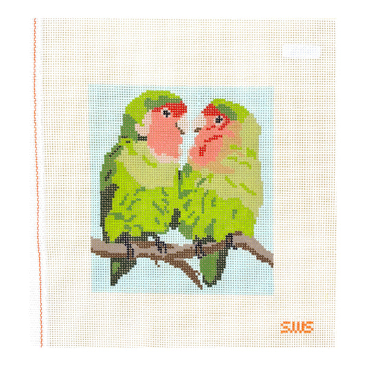 Stitching with Stacey Lovebirds Needlepoint Canvas