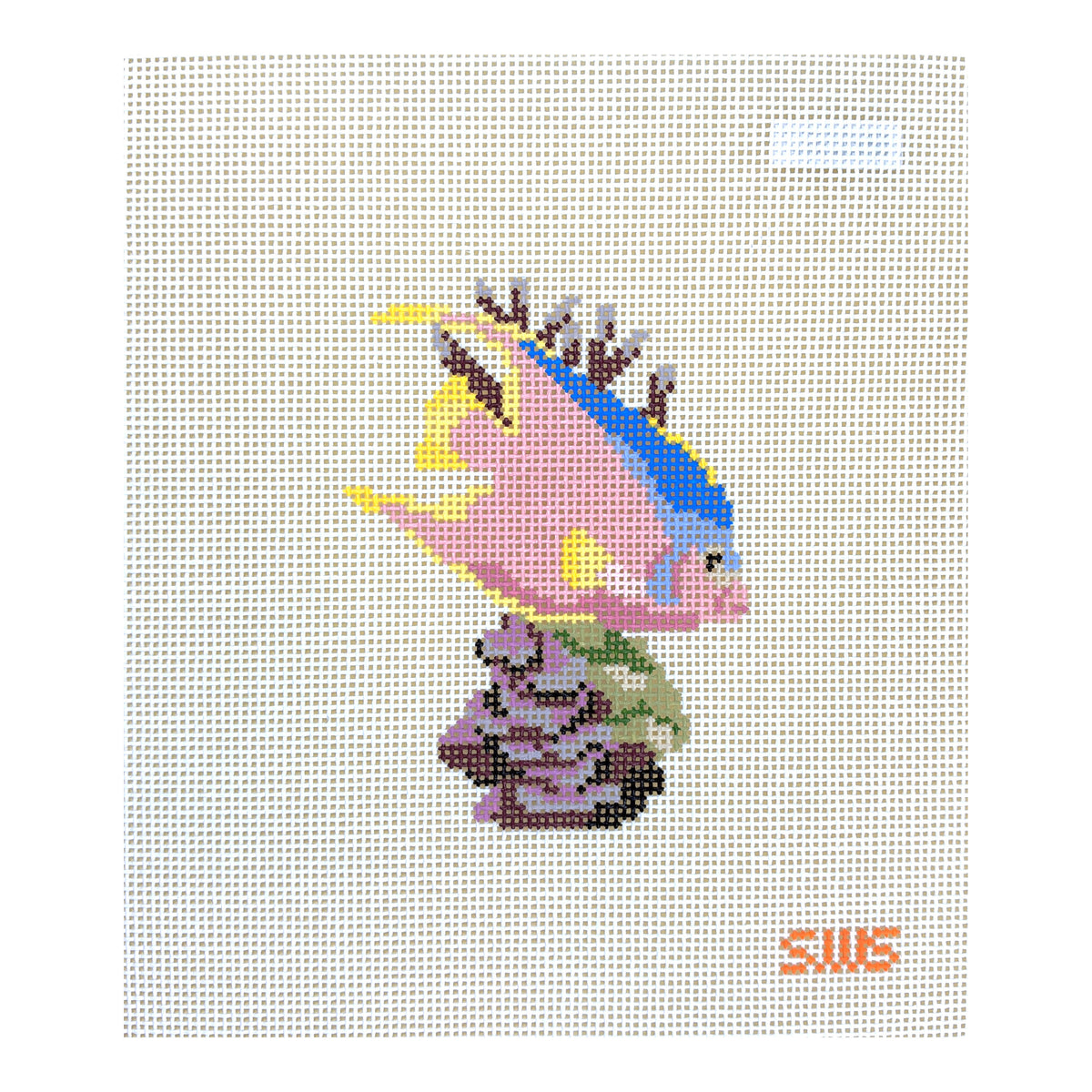 Stitching with Stacey Pink Coral Fish Needlepoint Canvas