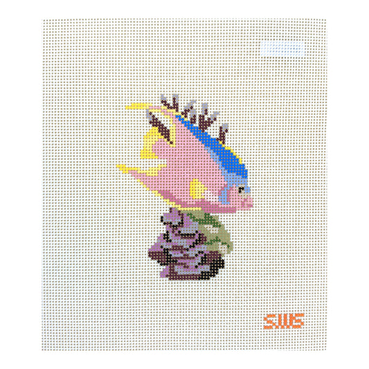 Stitching with Stacey Pink Coral Fish Needlepoint Canvas