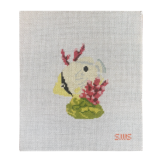 Stitching with Stacey Yellow Coral Fish Needlepoint Canvas
