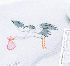 Stitch Style Stork Needlepoint Canvas - Pink
