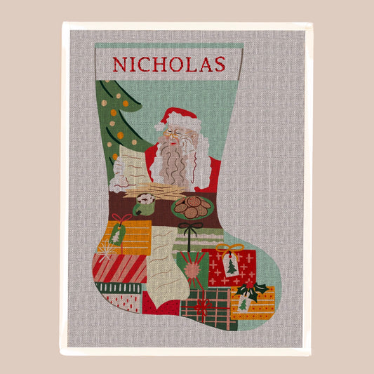 Spider Spun St Nick Stocking Needlepoint Canvas