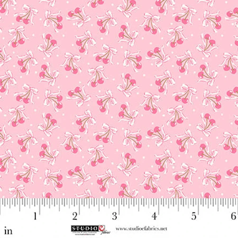 Studio E Fabrics Maureen Fiorellini Beautiful Bowquets Mini Cherries in Light Pink