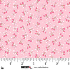 Studio E Fabrics Maureen Fiorellini Beautiful Bowquets Mini Cherries in Light Pink