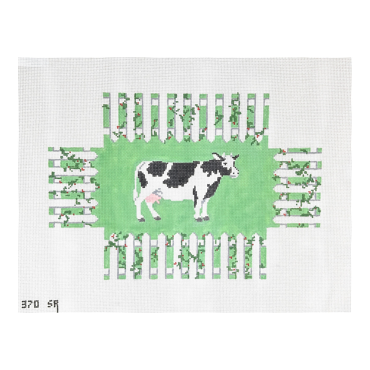 Susan Roberts Needlepoint Cow in a Fence 3D Brick Cover Needlepoint Canvas