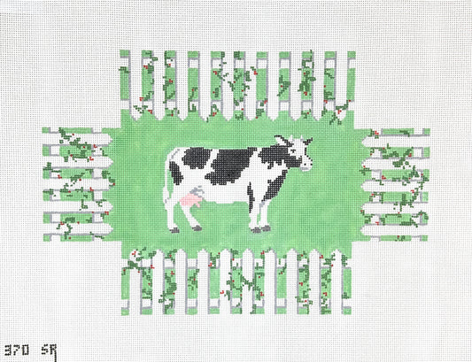 Susan Roberts Needlepoint Cow in a Fence 3D Brick Cover Needlepoint Canvas