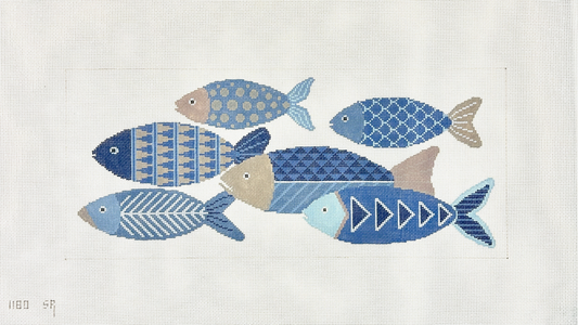 Susan Roberts Fish Block Needlepoint Canvas - 18M