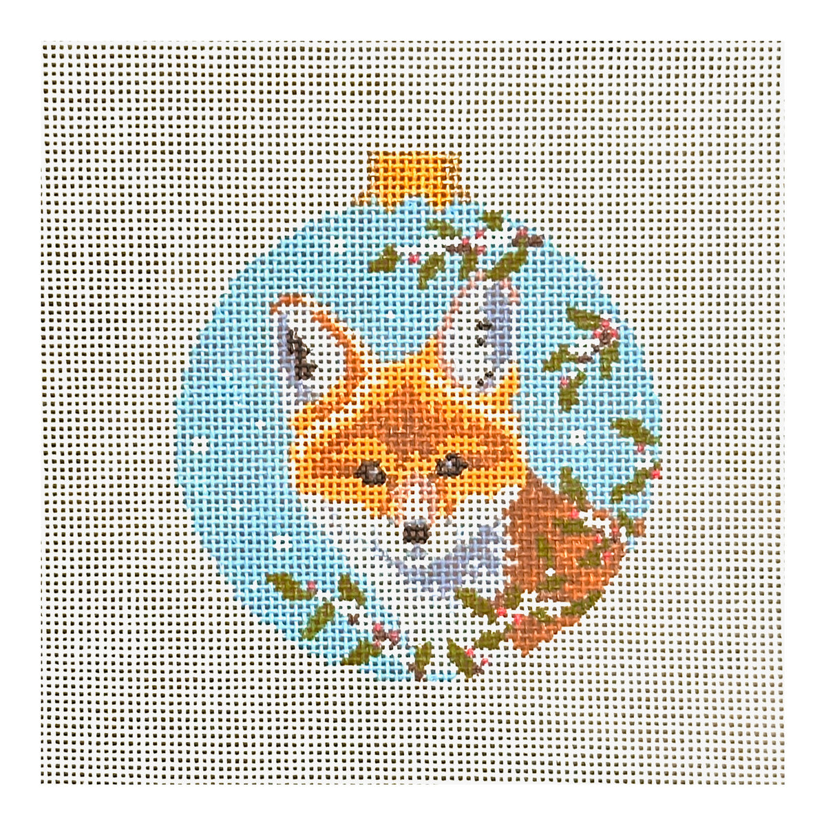 Susan Roberts Needlepoint Baby Fox in Holly Needlepoint Canvas