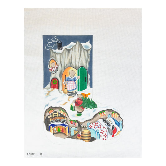 Susan Roberts Needlepoint Barbara Eyre Bear House Stocking Needlepoint Canvas
