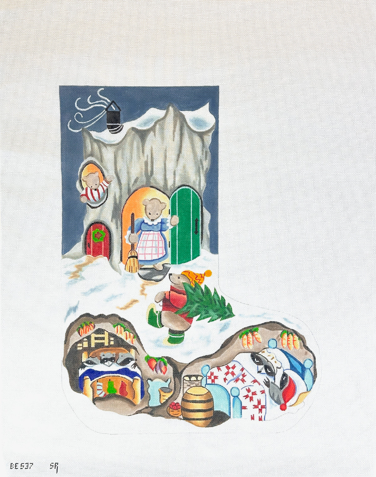 Susan Roberts Needlepoint Barbara Eyre Bear House Stocking Needlepoint Canvas
