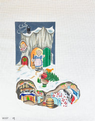Susan Roberts Needlepoint Barbara Eyre Bear House Stocking Needlepoint Canvas
