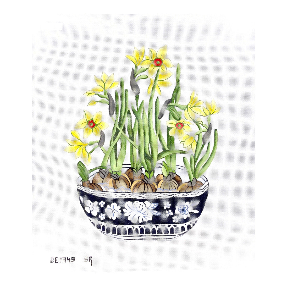 Susan Roberts Needlepoint Barbara Eyre Narcissus in Planter Needlepoint Canvas