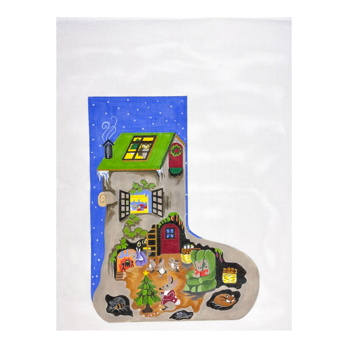 Susan Roberts Needlepoint Barbara Eyre Rabbit Hole Stocking Needlepoint Canvas